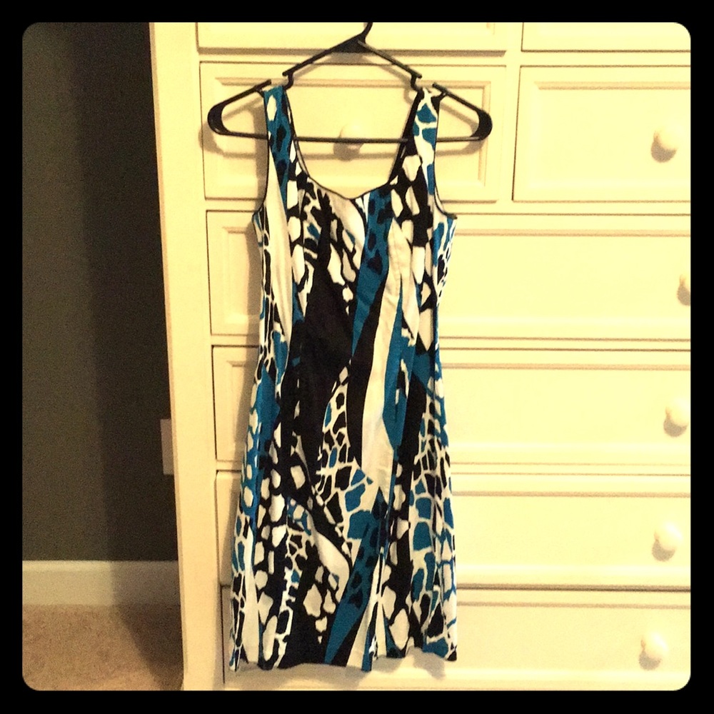 Italian made pinup wiggle dress, blue black white